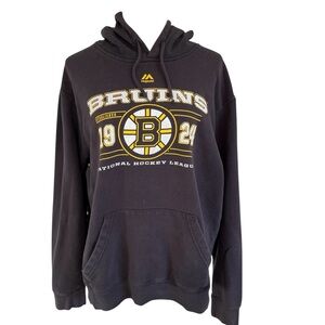 Boston Bruins Men’s Large Black Yellow Hoodie Sweatshirt Kangaroo Pouch Pocket